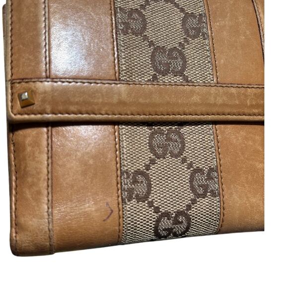 Vintage Gucci Leather and canvas bifold wallet - Picture 4 of 15